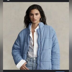 Polo Ralph Lauren Quilted Chambray Jacket Full Zip Sz XXL 100% Cotton